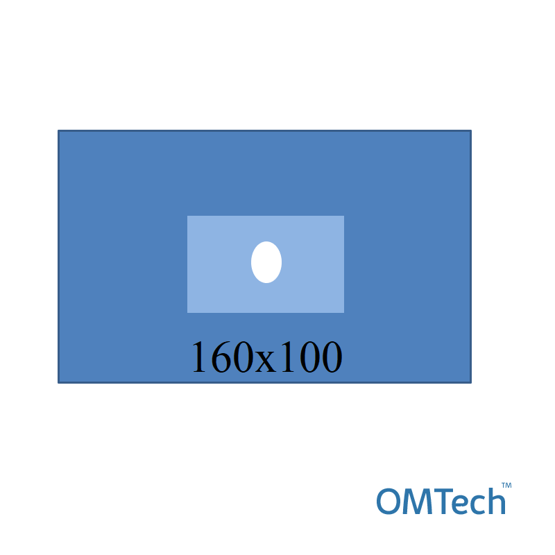 Покриття операційне OMTech™ для ЛОР-хірургії №5 160см х 100см з операційним полем 20см х 5см та поглинаючою зоною (СМС - 35 г/м2), стерильне